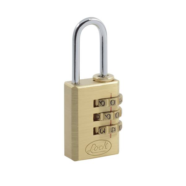 280407 LOCK - Candado laton 20mm combinada 3 digitos gancho corto pulido blister Lock
