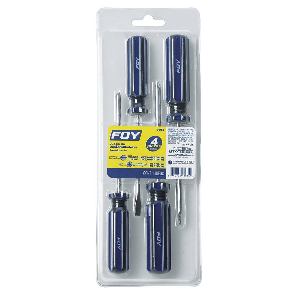 280481 FOY - Juego 4 desarmadores mango transparente FDE4 FOY