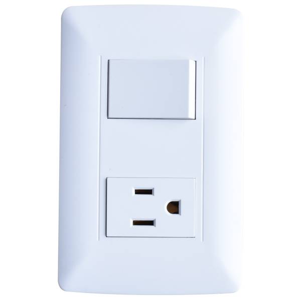 280667 VIANTI - Placa 2 ventanas con apagador sencillo y contacto 2p+t blanco Vianti
