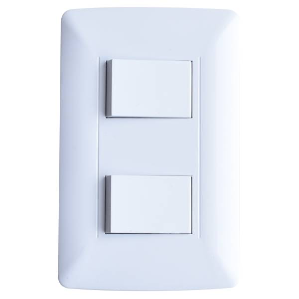 280672 VIANTI - Placa 2 ventanas con apagador sencillo y apagador escalera blanco Vianti