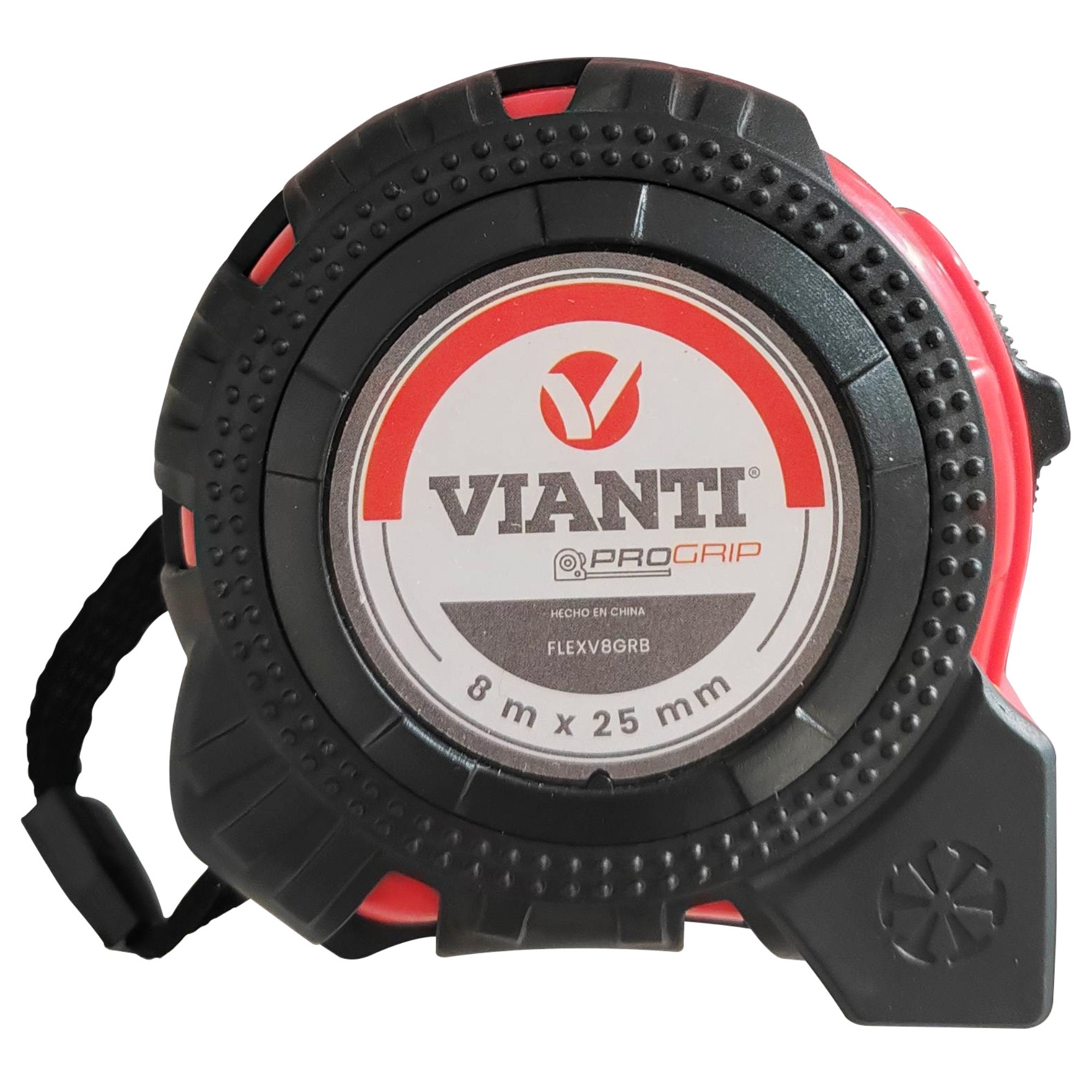 280703 VIANTI - Flexometro 25mm 8mt/26ft ABS rojo blister Vianti