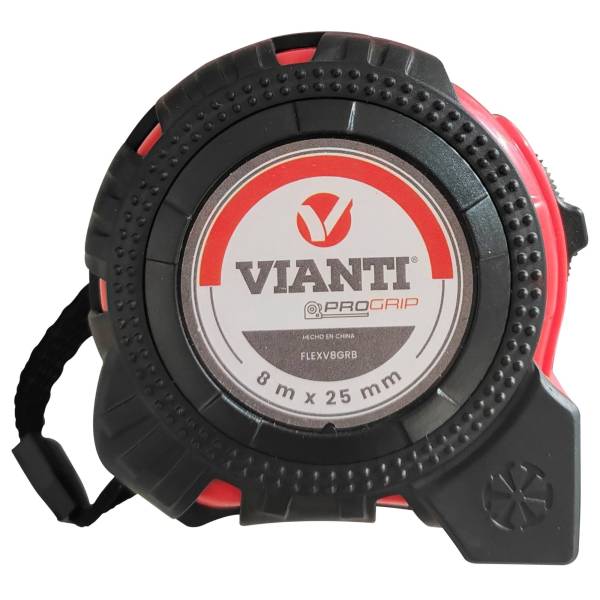 280703 VIANTI - Flexometro 25mm 8mt/26ft ABS rojo blister Vianti