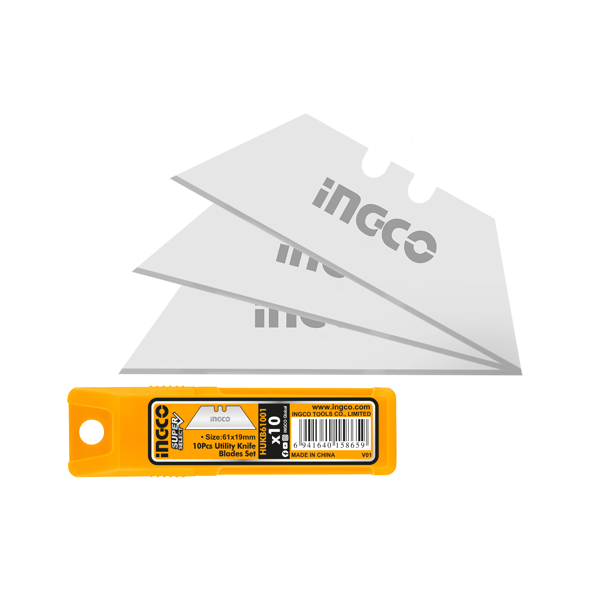 281082 INGCO - Repuesto para cutter 61 x 19mm con 10pz Super Selec HUKB61001 Ingco