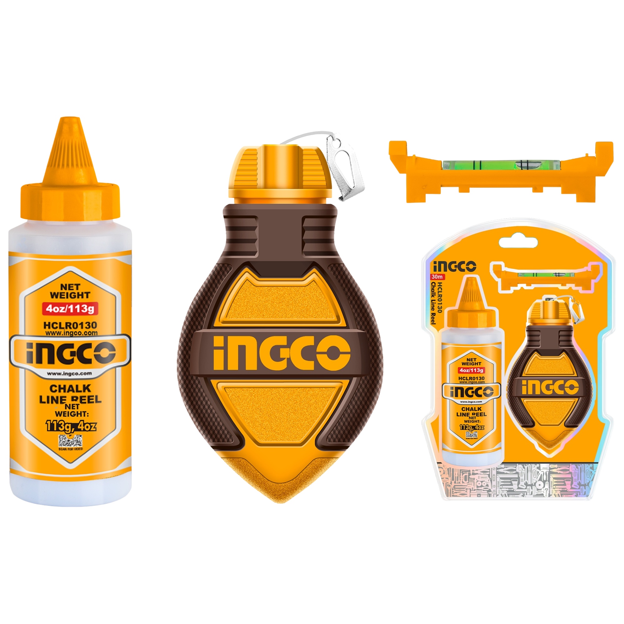 281108 INGCO - Tiralineas plastico con gis azul 4oz 30mts HCLR0130 Ingco