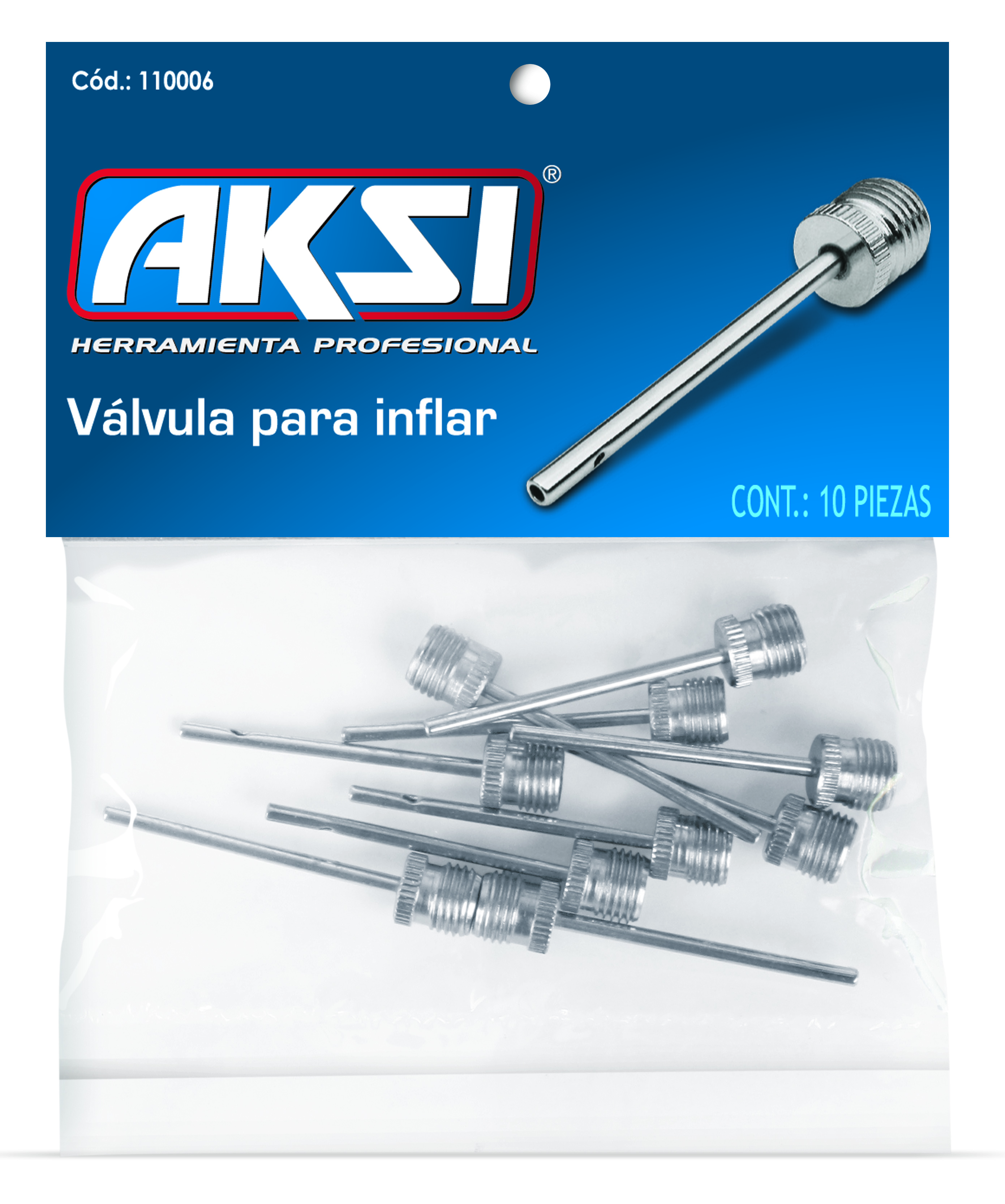 281673 GAFI - Valvula aguja para inflar balones bolsa con 10pz Aksi