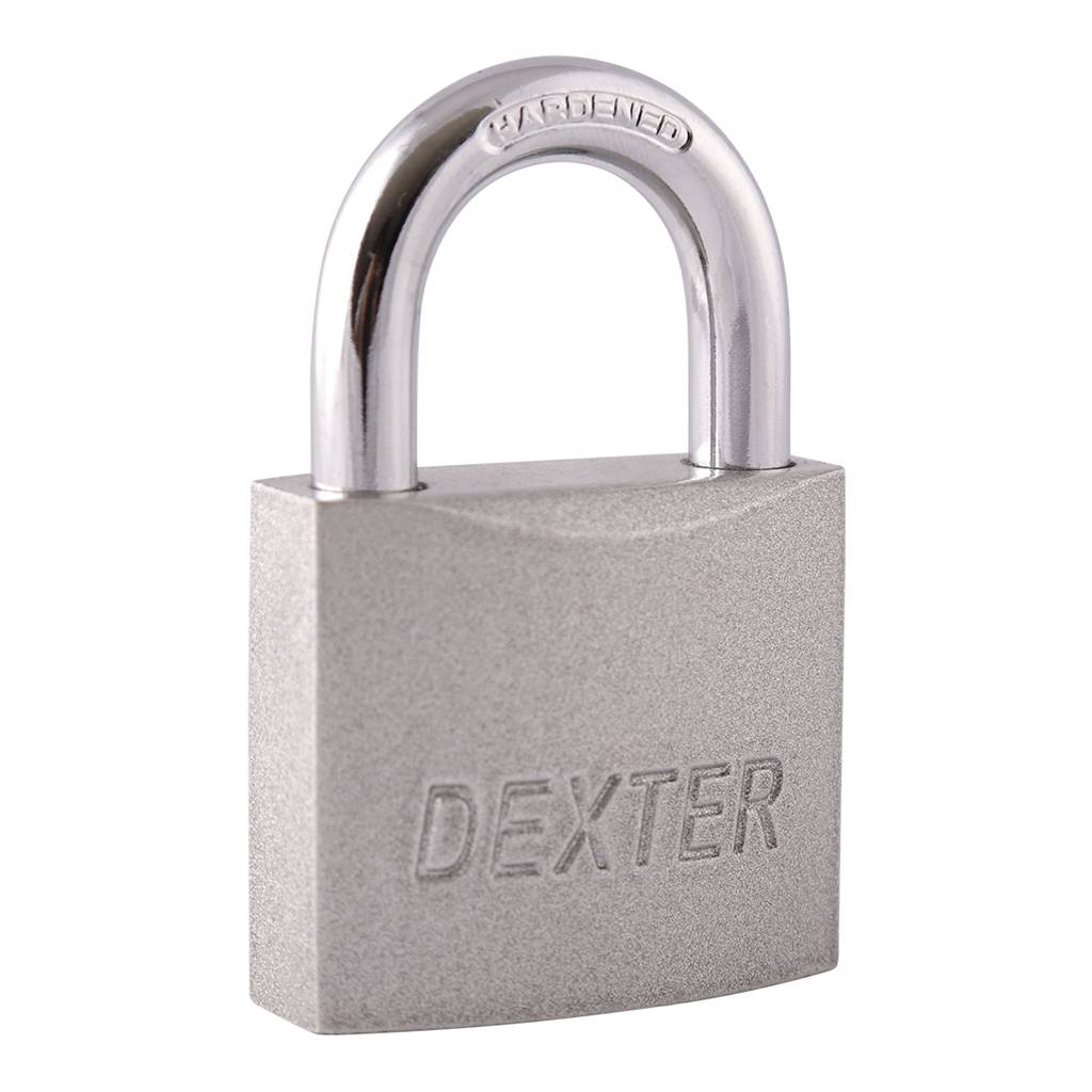 281732 DEXTER - Candado metalico 38mm llave tradicional gancho corto pulido en blister Dexter