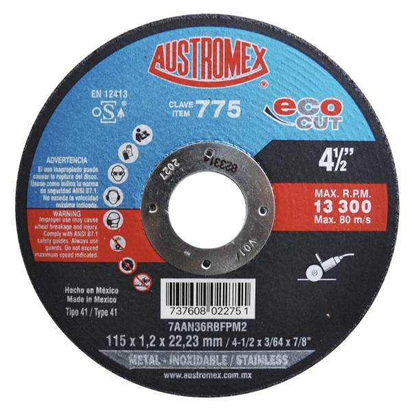 282334 AUSTROMEX - Disco corte metal/inoxidable 41 4-1/2