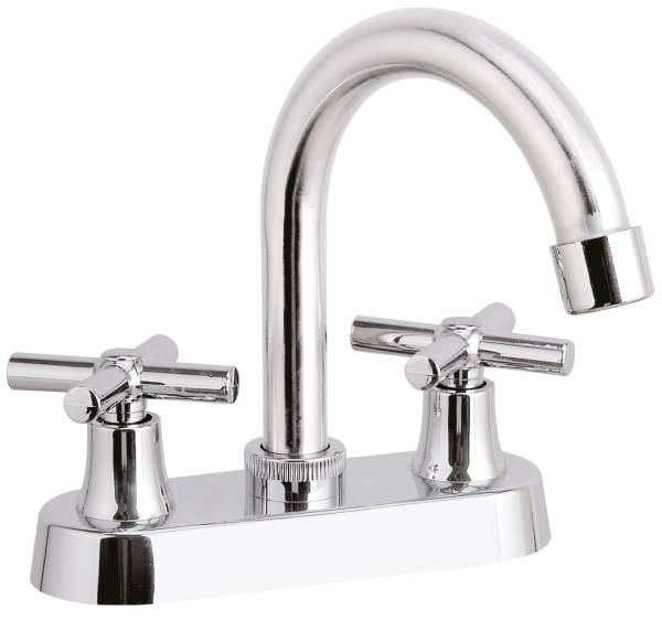282795 VIANTI - Mezcladora lavabo laton tipo curvo maneral cruz cromada Vianti