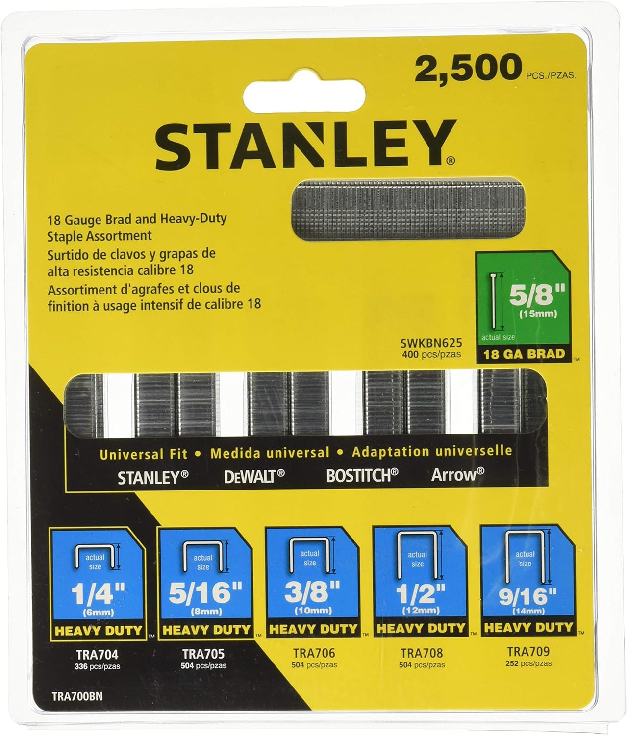 283035 STANLEY - Grapa surtida para engrapadora TR250 y TRE550 2500pz Stanley