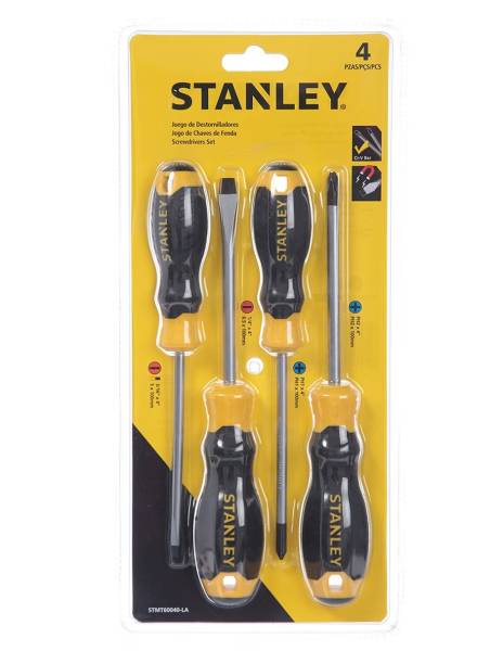 283046 STANLEY - Juego 4 desarmadores mango con grip Stanley