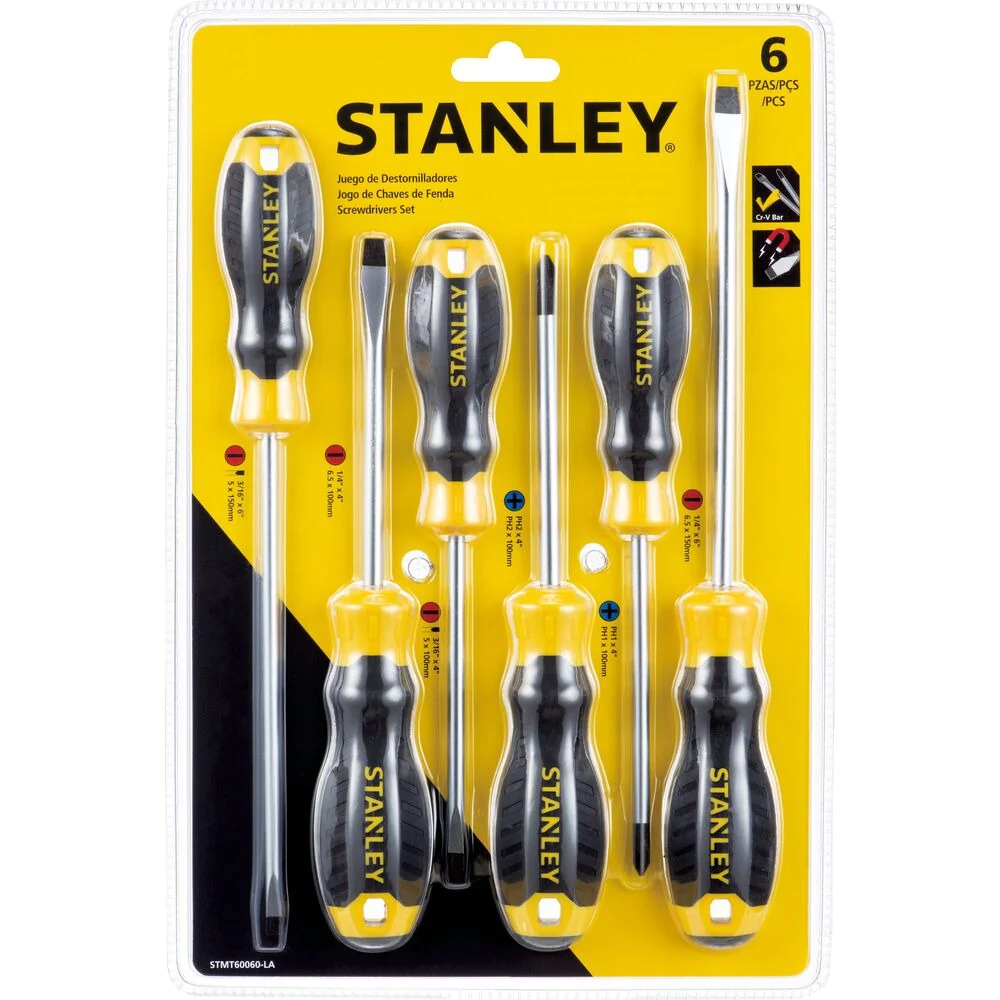 283051 STANLEY - Juego 6 desarmadores mango con grip Stanley