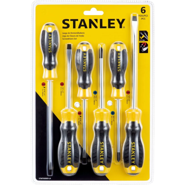 283051 STANLEY - Juego 6 desarmadores mango con grip Stanley