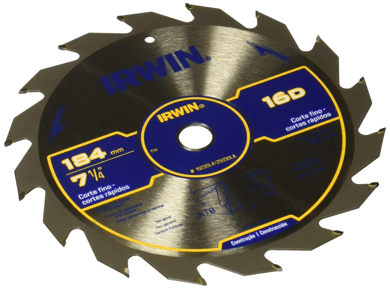 283166 IRWIN - Sierra para madera con 16 dientes de carburo -7 1/4 Irwin