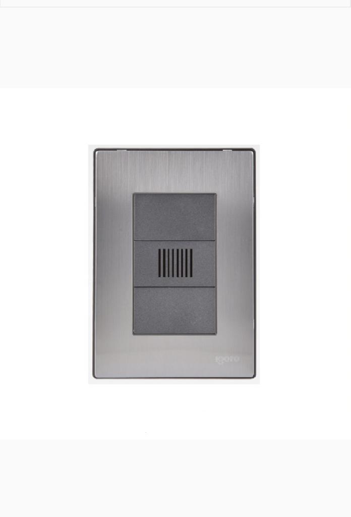 283967 IGOTO - Placa 3 ventanas con zumbador inoxidable negro Igoto