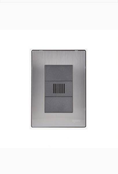 283967 IGOTO - Placa 3 ventanas con zumbador inoxidable negro Igoto