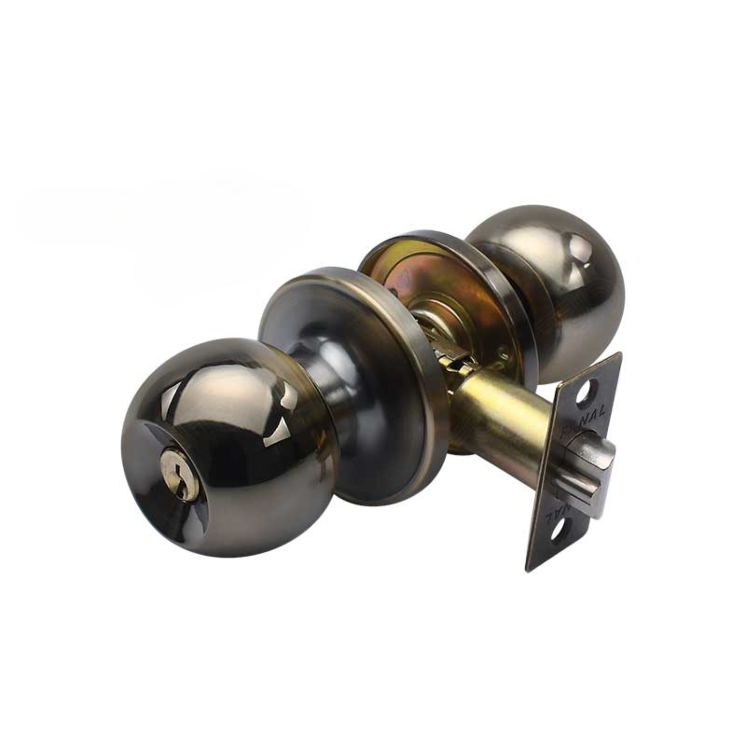 284009 FANAL - Cerradura tubular llave/boton laton antiguo Bolton blister Fanal