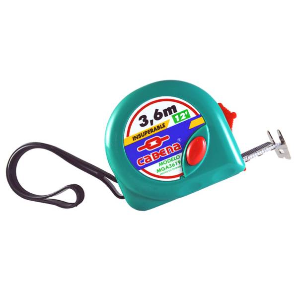 284393 CADENA - Flexometro 3.6mt ABS verde aqua granel Cadena