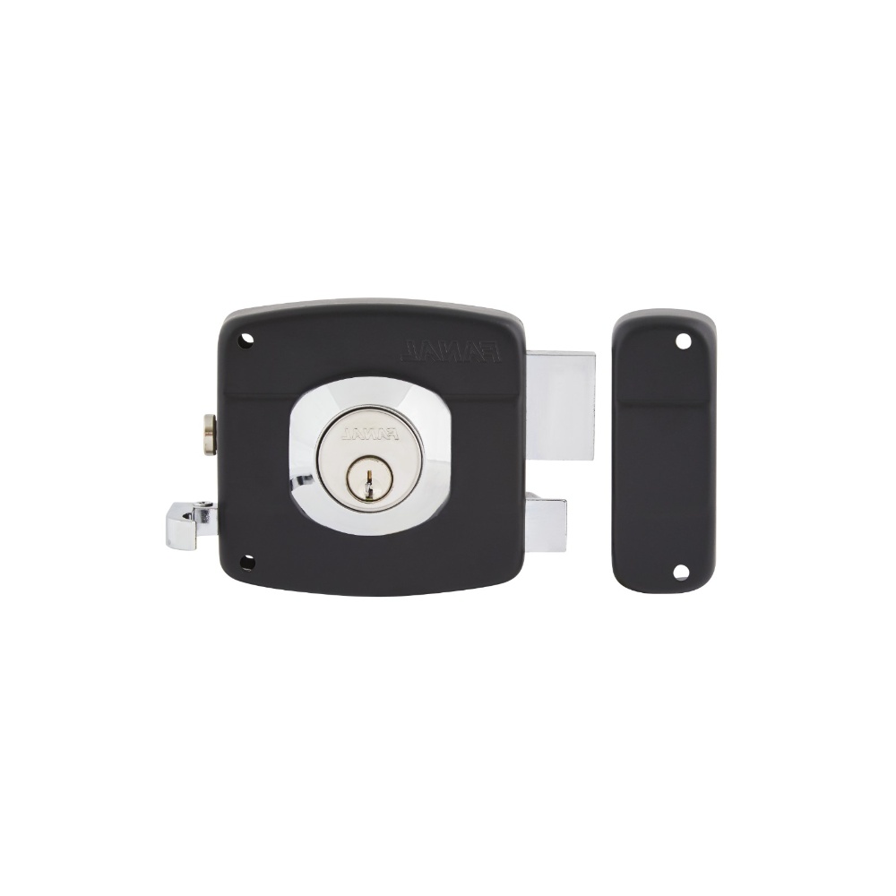 284440 FANAL - Cerradura sobreponer derecha negra clasica blister Fanal