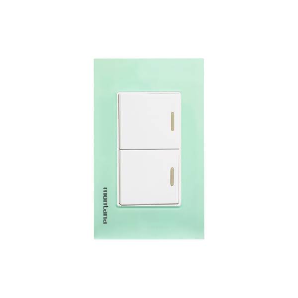 284796 MONTANA - Placa 2 ventanas con 2 apagadores sencillos aqua Krystal Montana