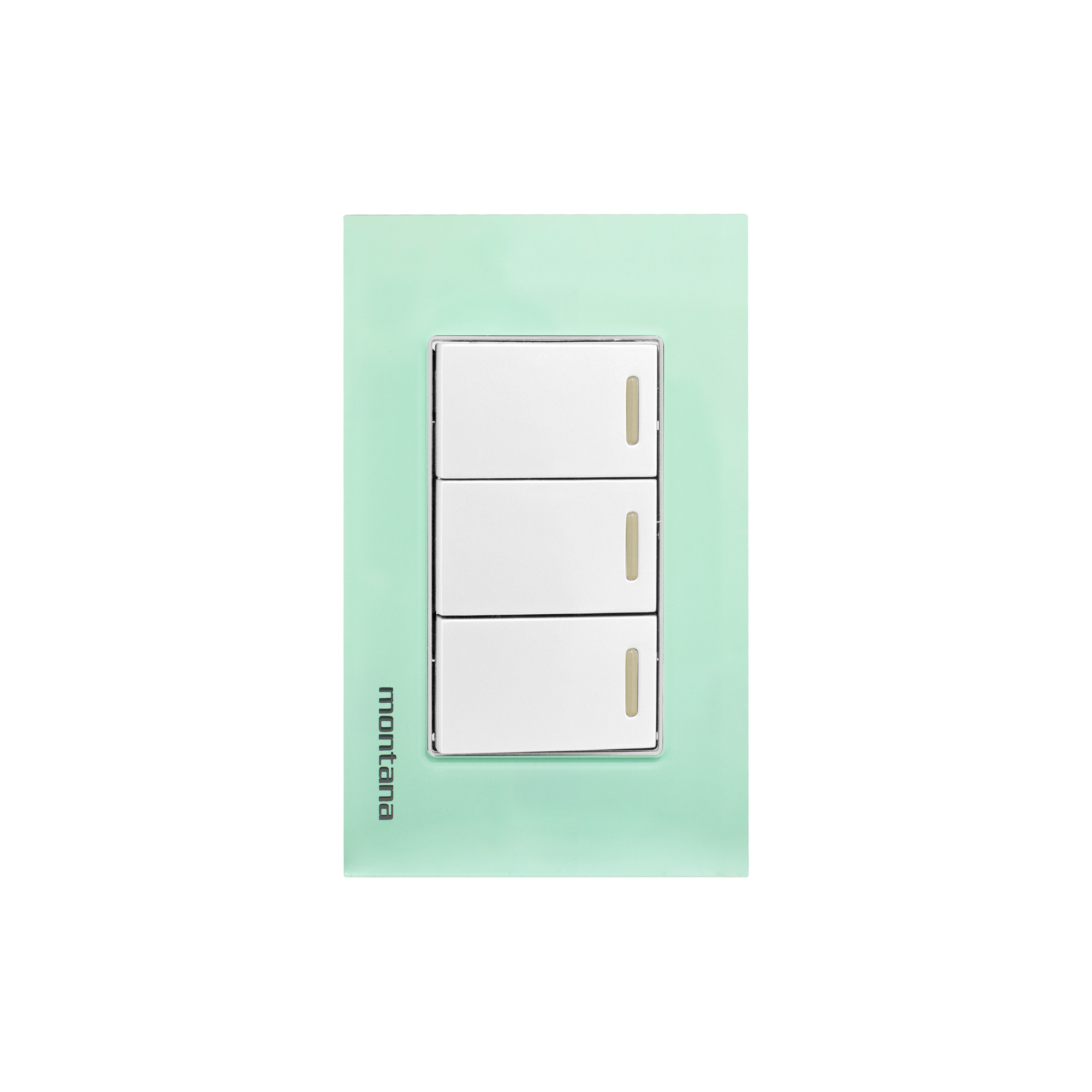 284812 MONTANA - Placa 3 ventanas con 3 apagadores sencillos aqua Krystal Montana