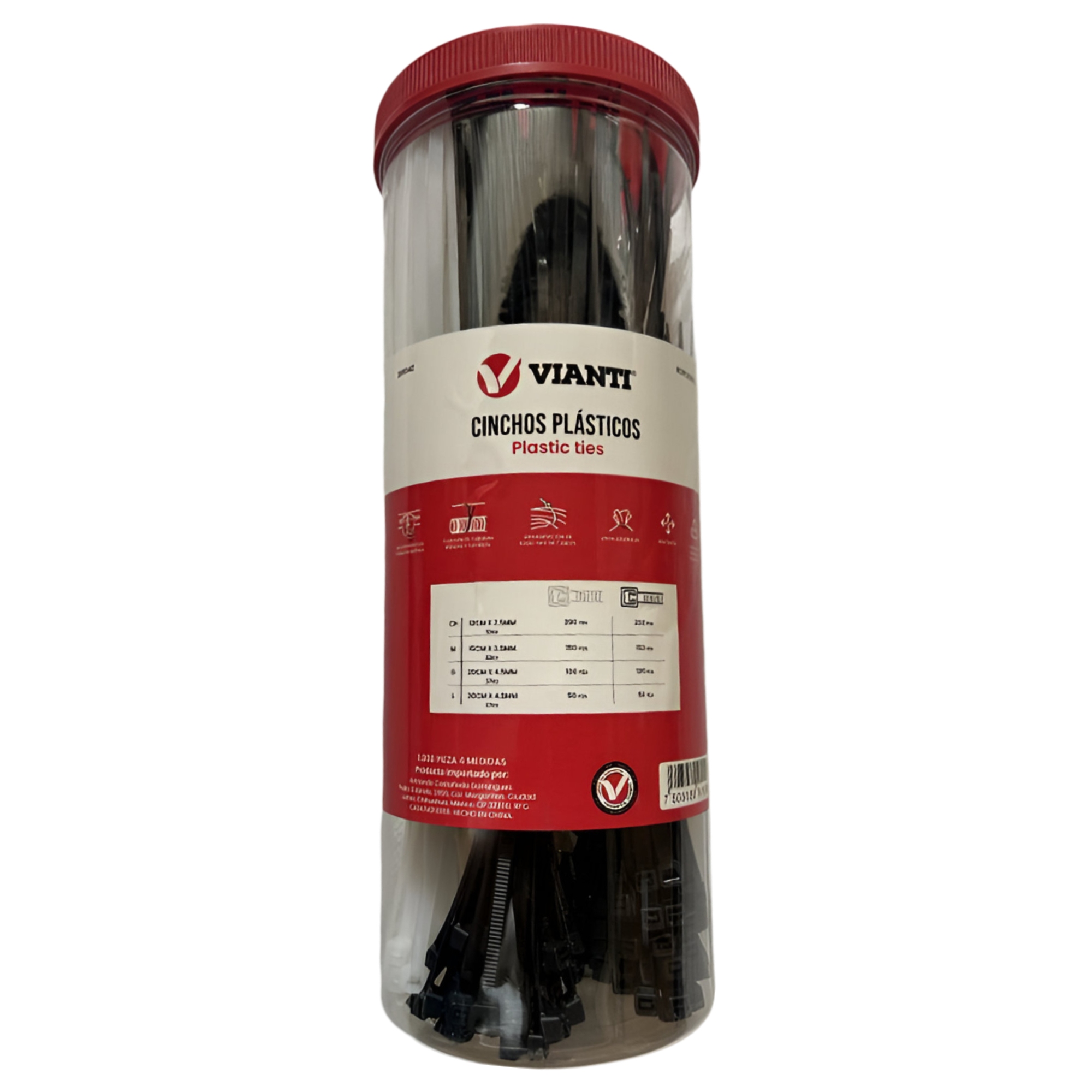 285542 VIANTI - Cinchos plasticos bote con 1000 natural Vianti