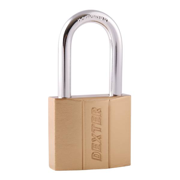 285613 DEXTER - Candado metalico 40mm llave tradicional gancho largo laton blister Dexter