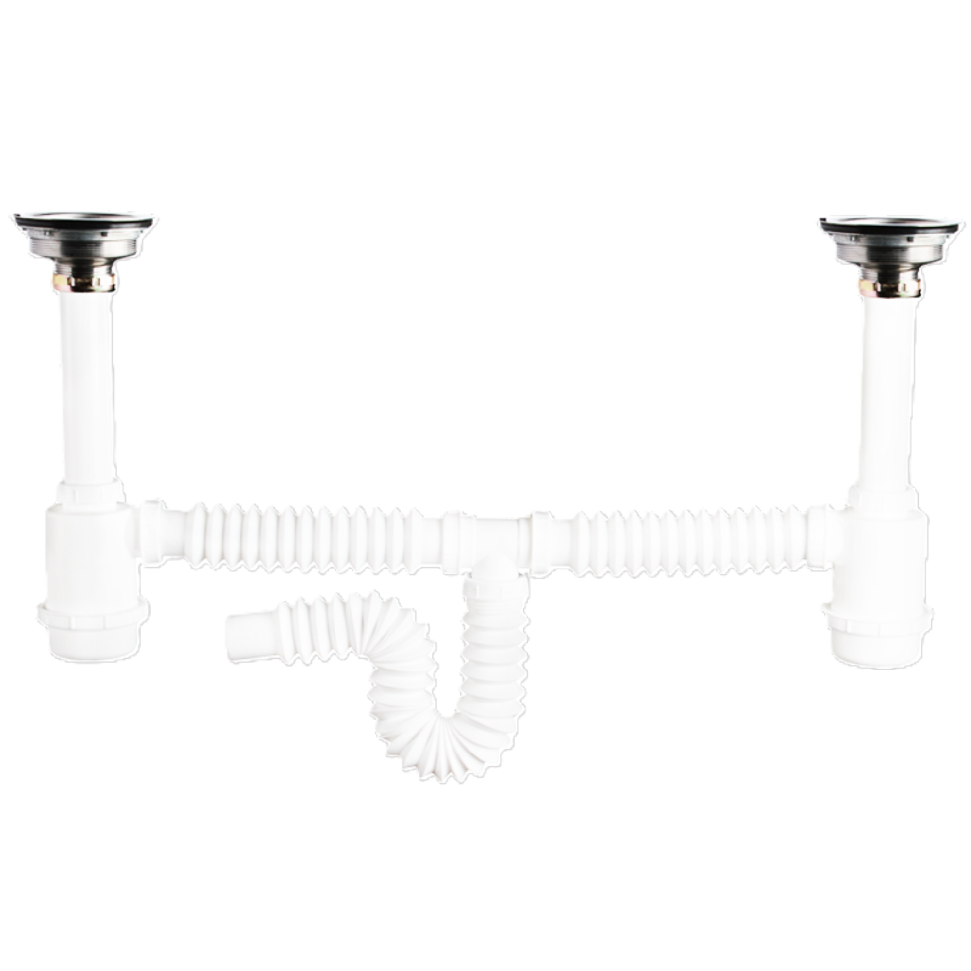 285810 FLEXIMATIC - Salida central para fregadero con contra de acero inoxidable Fleximatic