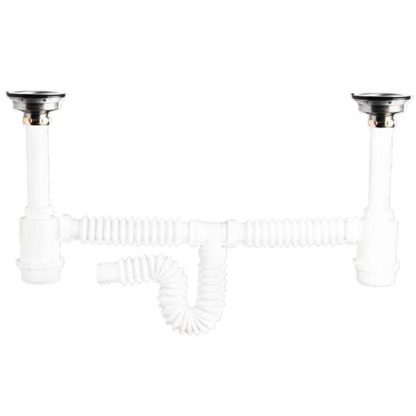 285810 FLEXIMATIC - Salida central para fregadero con contra de acero inoxidable Fleximatic