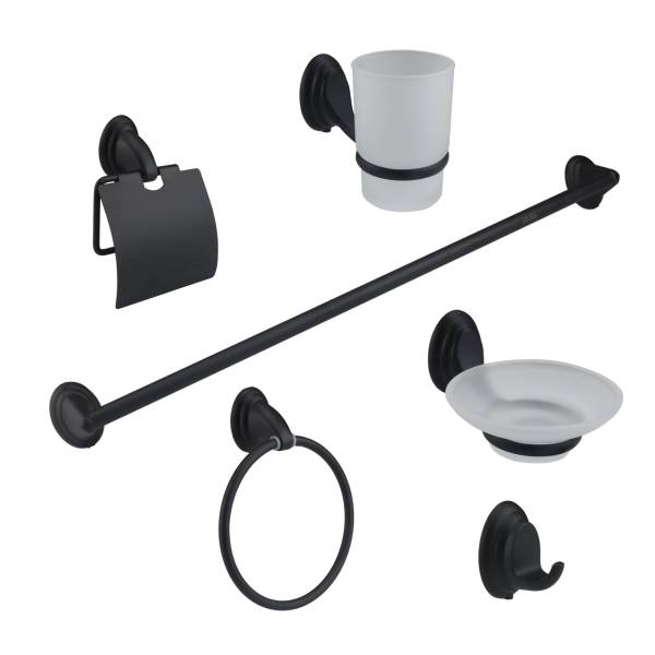 285946 VIANTI - Juego accesorios para baño con 6pz negro Vianti