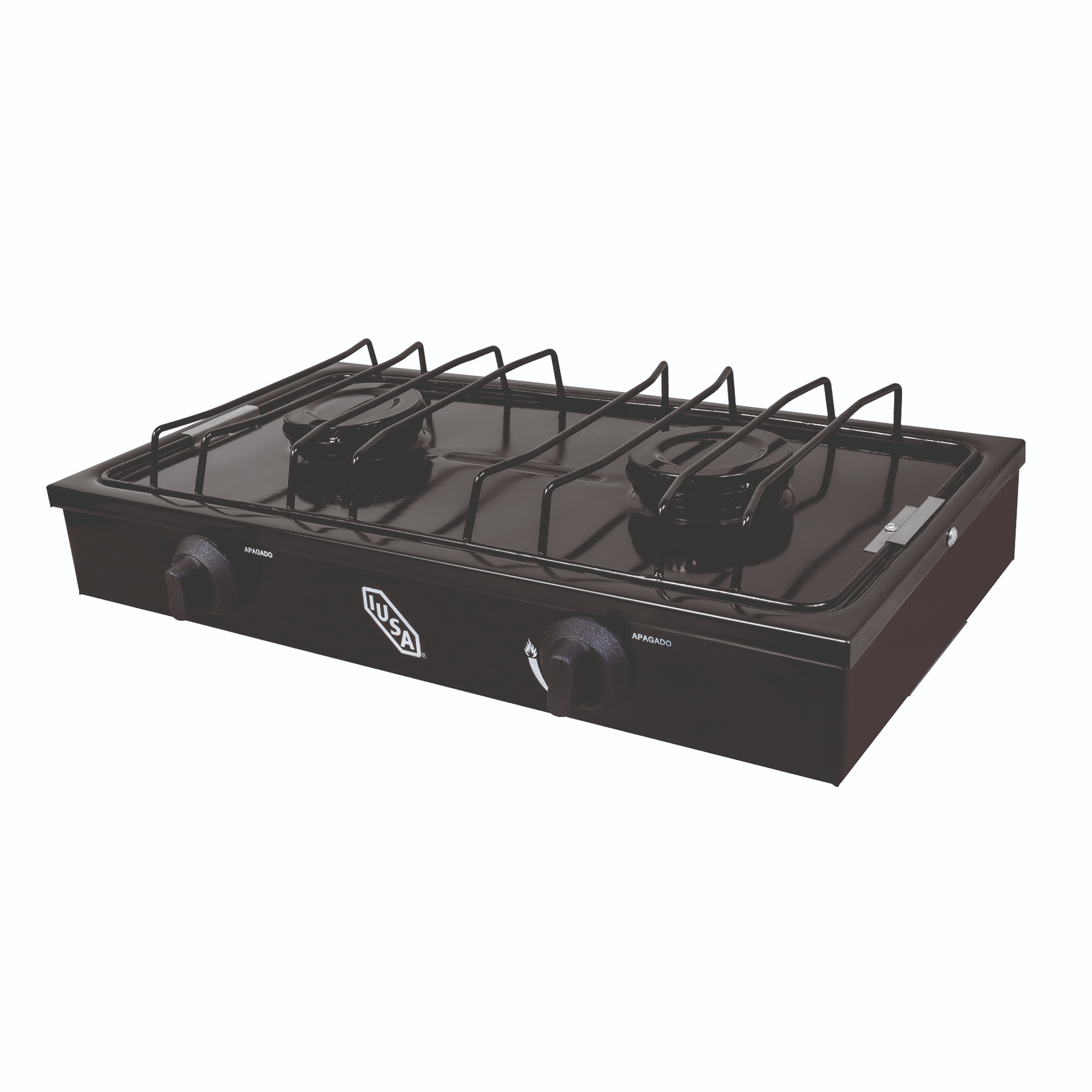 286075 IUSA - Parrilla de gas 2 quemadores cubierta porcelanizada negra Iusa