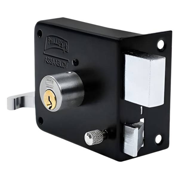 286116 PHILLIPS - Cerradura sobreponer derecha negra clasica caja Phillips