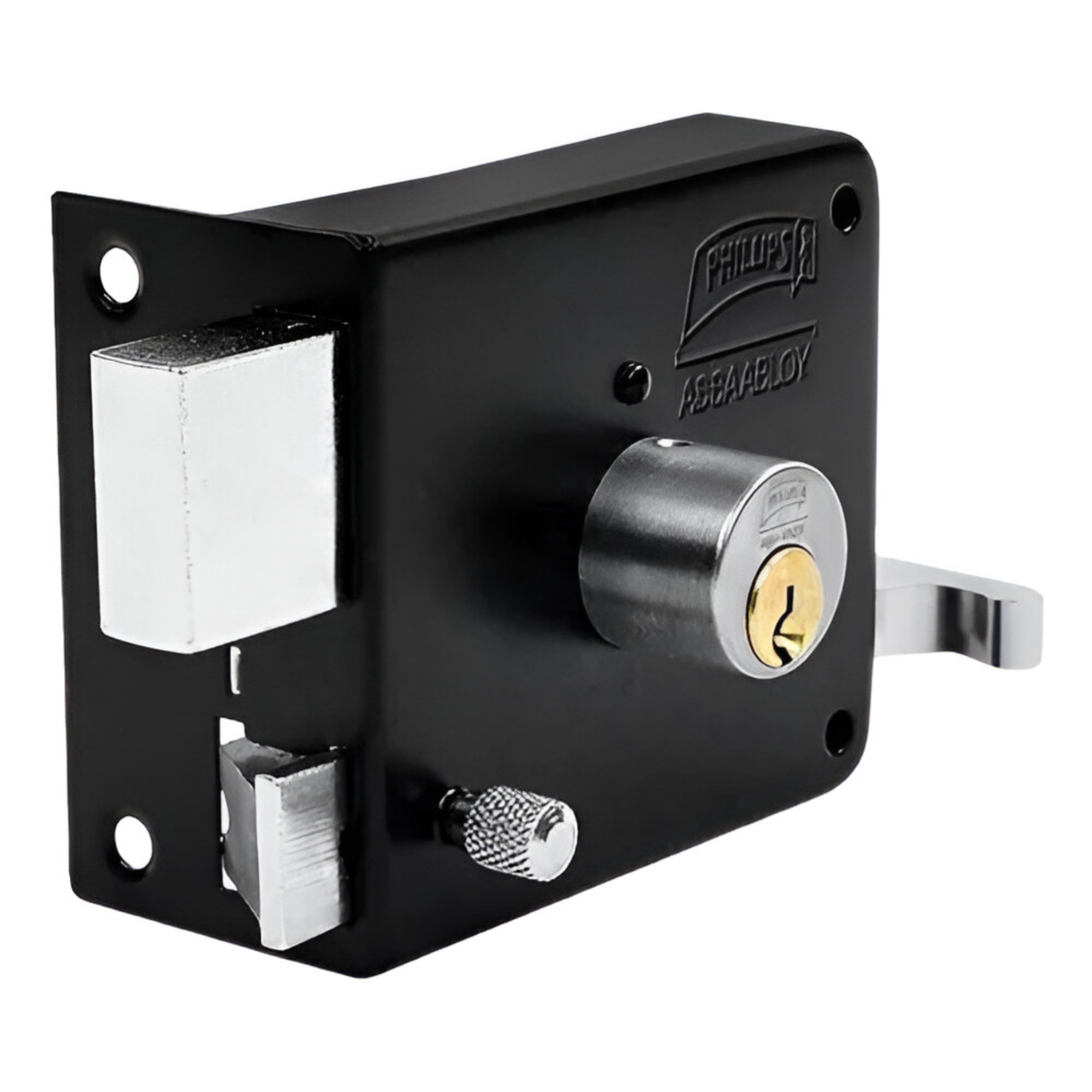 286117 PHILLIPS - Cerradura sobreponer izquierda negra clasica caja Phillips