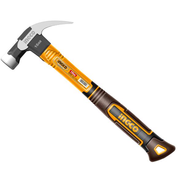 286132 INGCO - Martillo uña curva 16oz mango fibra de vidrio Ingco