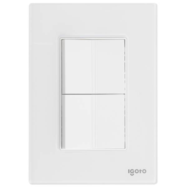 286225 IGOTO - Placa 3 ventanas con 2 apagadores sencillos blanco Cristal Igoto