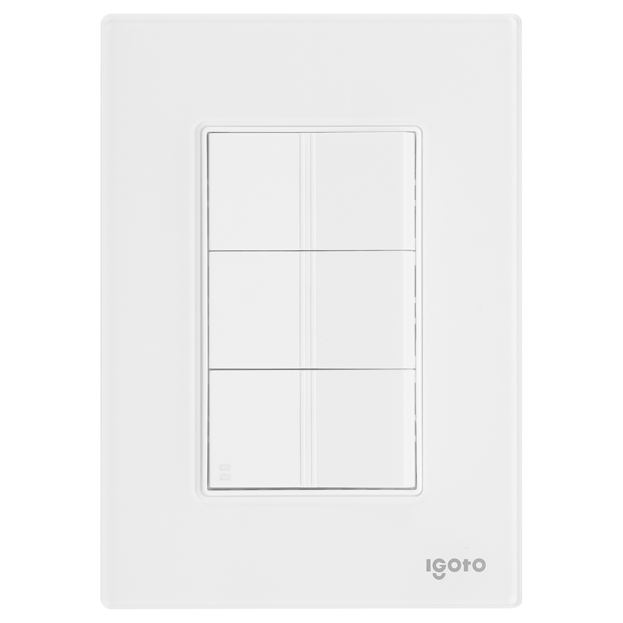 286226 IGOTO - Placa 3 ventanas con 2 apagadores sencillos y apagador escalera blanco Cristal Igoto
