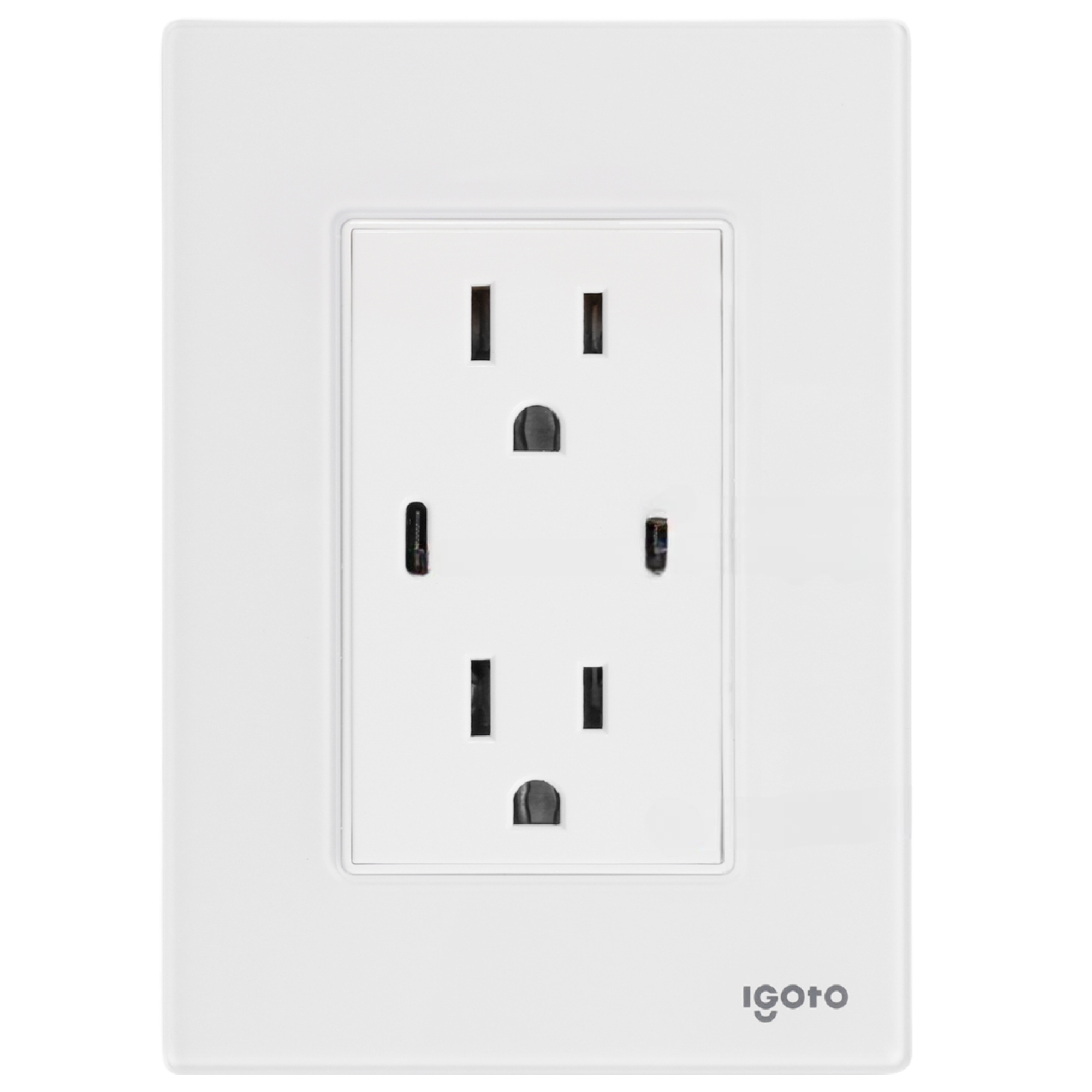 286229 IGOTO - Placa 3 ventanas con 2 contactos USB y contacto 2p+t blanco Cristal Igoto