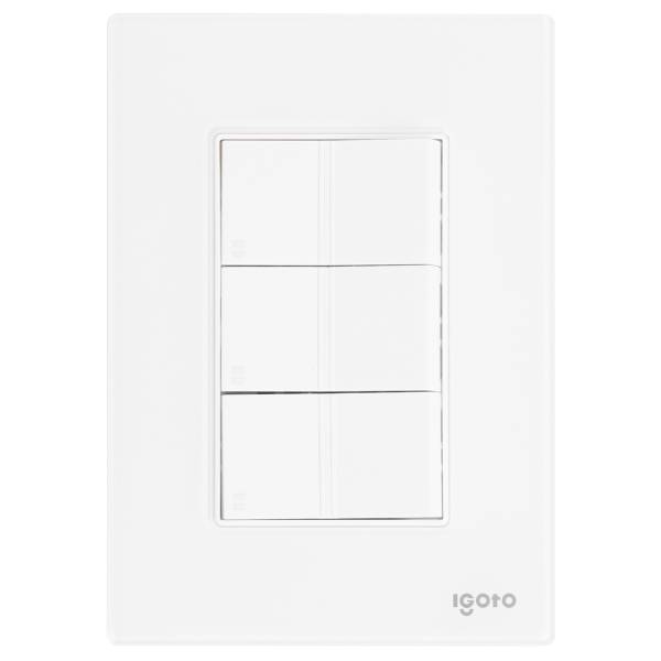 286230 IGOTO - Placa 3 ventanas con 3 apagadores escalera blanco Cristal Igoto