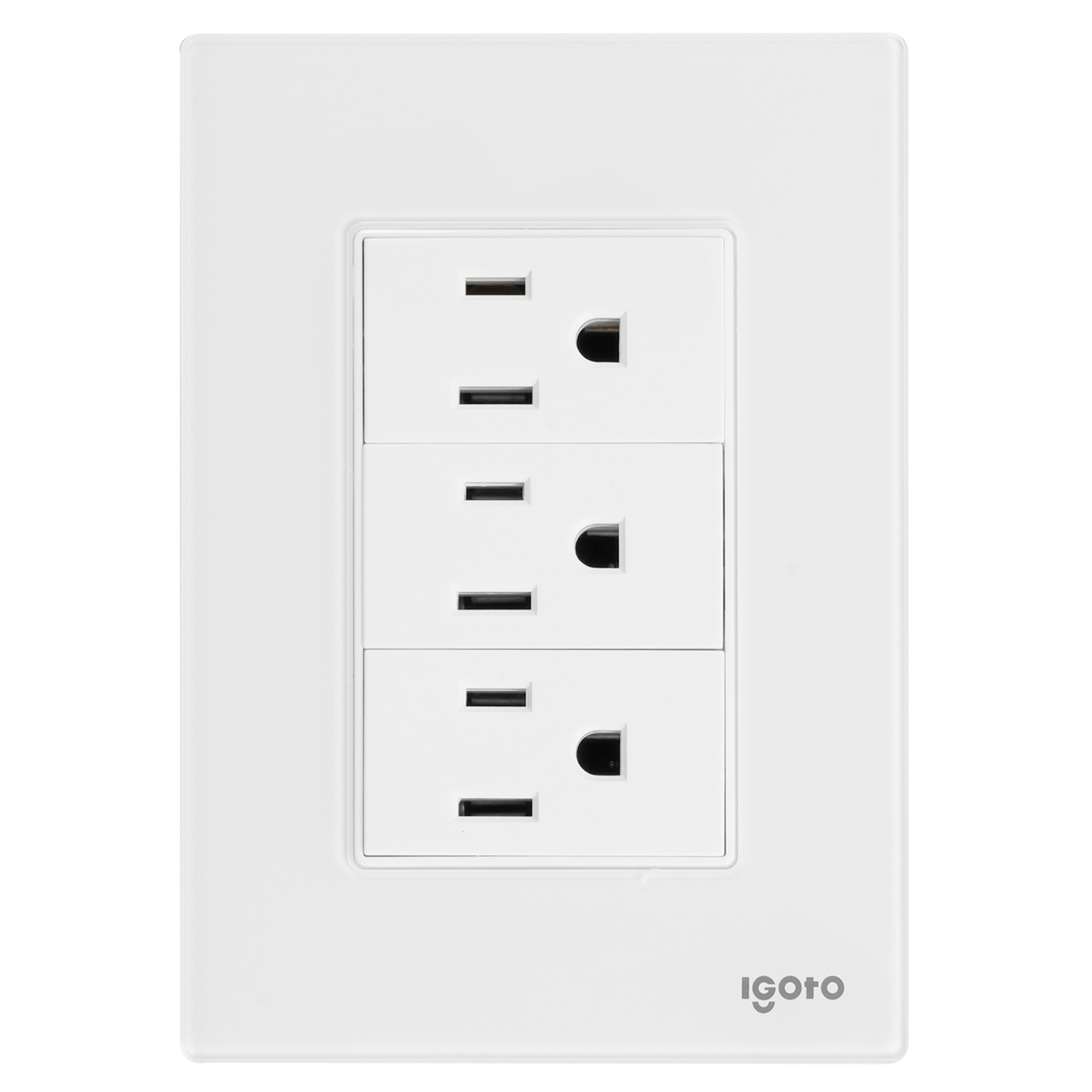 286232 IGOTO - Placa 3 ventanas con 3 contactos 2p+t blanco Cristal Igoto
