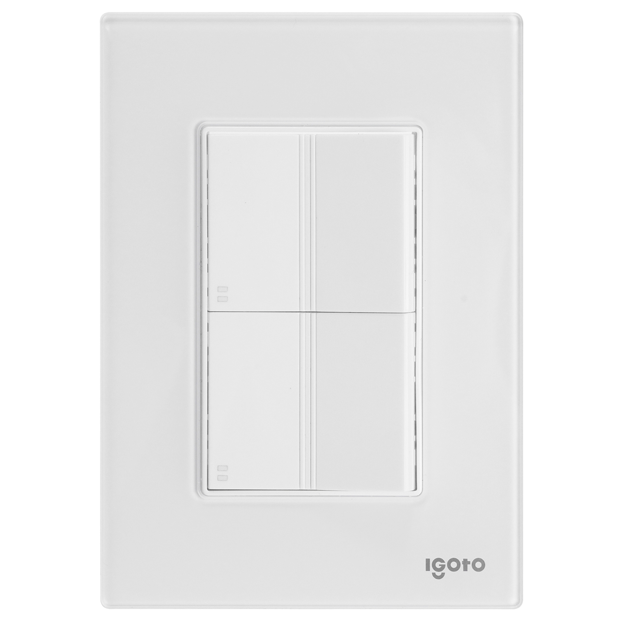 286234 IGOTO - Placa 3 ventanas con apagador escalera y contacto 2p+t blanco Cristal Igoto