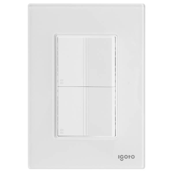 286234 IGOTO - Placa 3 ventanas con apagador escalera y contacto 2p+t blanco Cristal Igoto