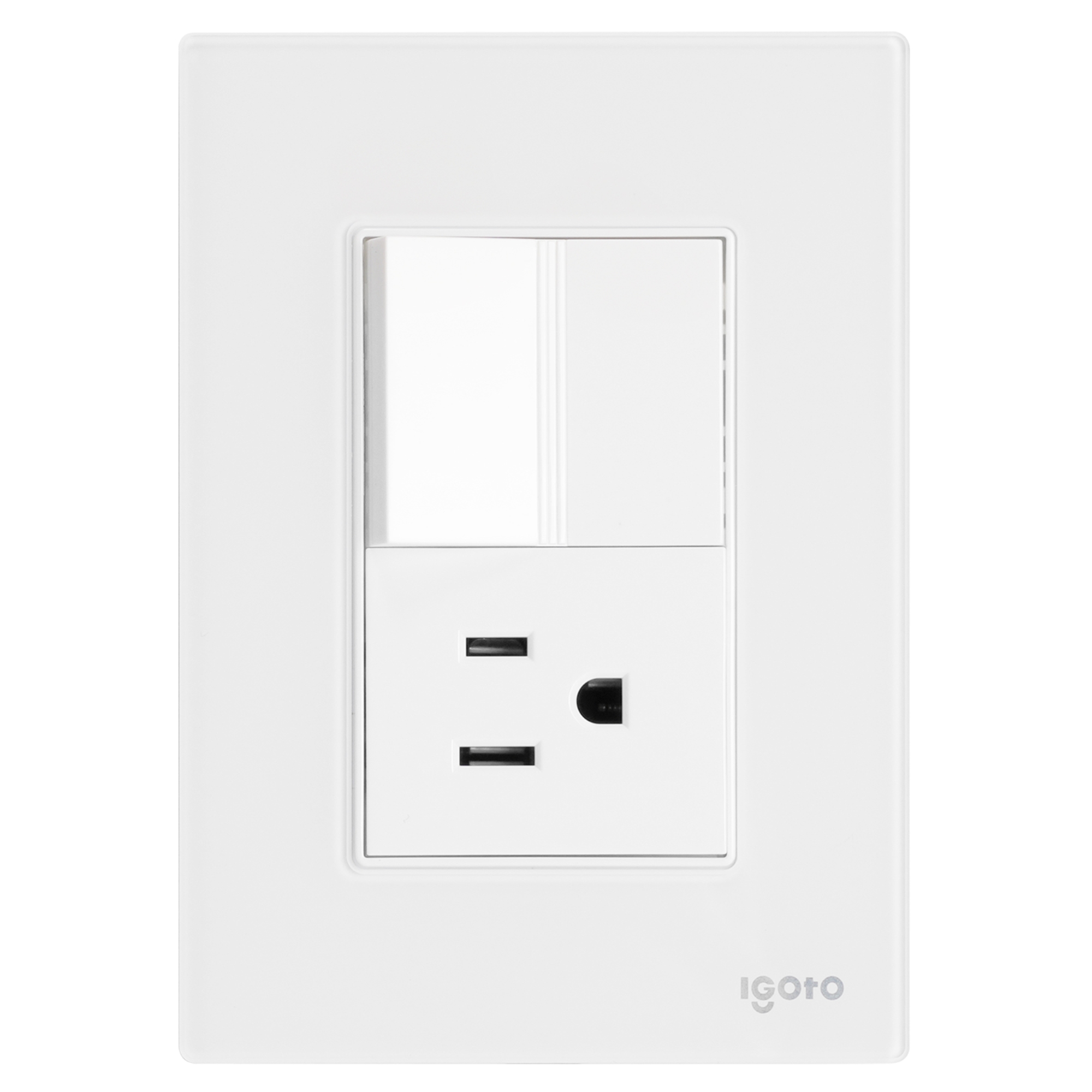 286237 IGOTO - Placa 3 ventanas con apagador sencillo y contacto 2p+t blanco Cristal Igoto