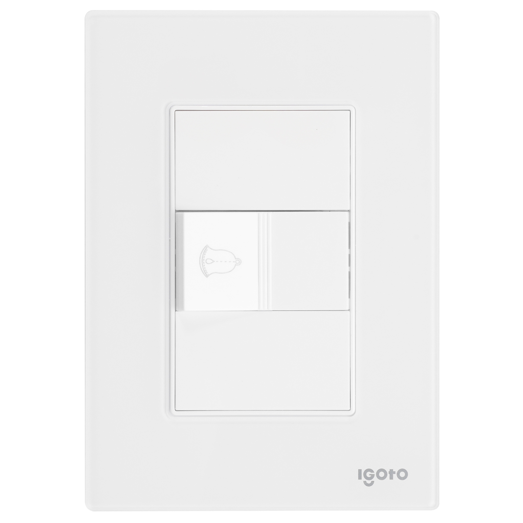 286238 IGOTO - Placa 3 ventanas con boton timbre blanco Cristal Igoto