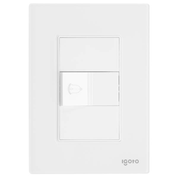 286238 IGOTO - Placa 3 ventanas con boton timbre blanco Cristal Igoto