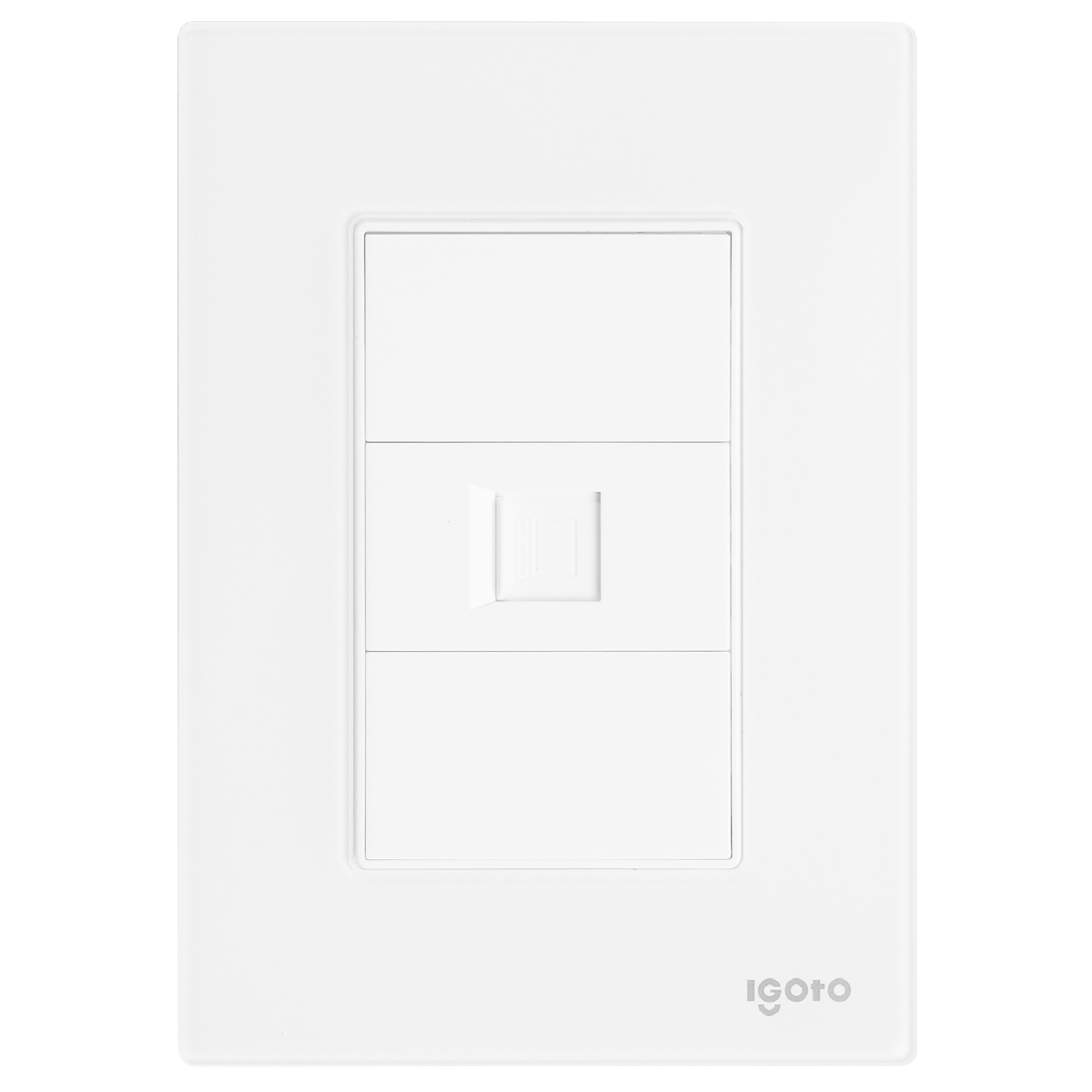286241 IGOTO - Placa 3 ventanas con toma para datos blanco Cristal Igoto