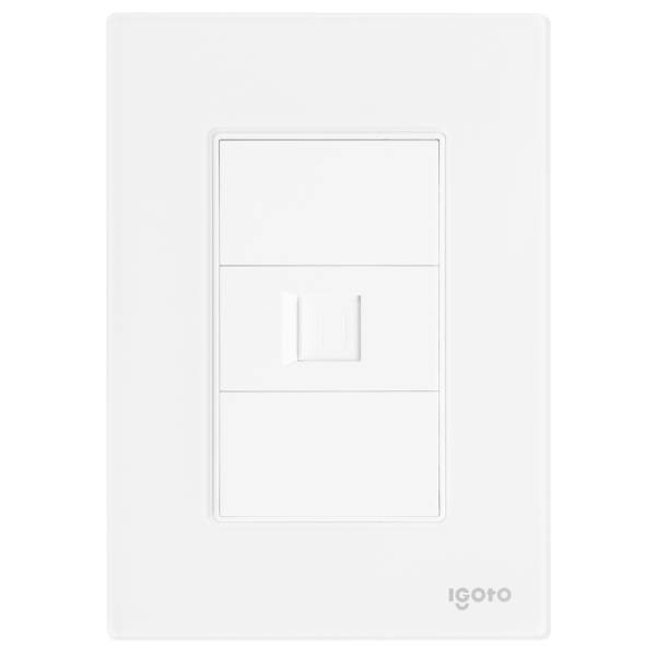 286241 IGOTO - Placa 3 ventanas con toma para datos blanco Cristal Igoto
