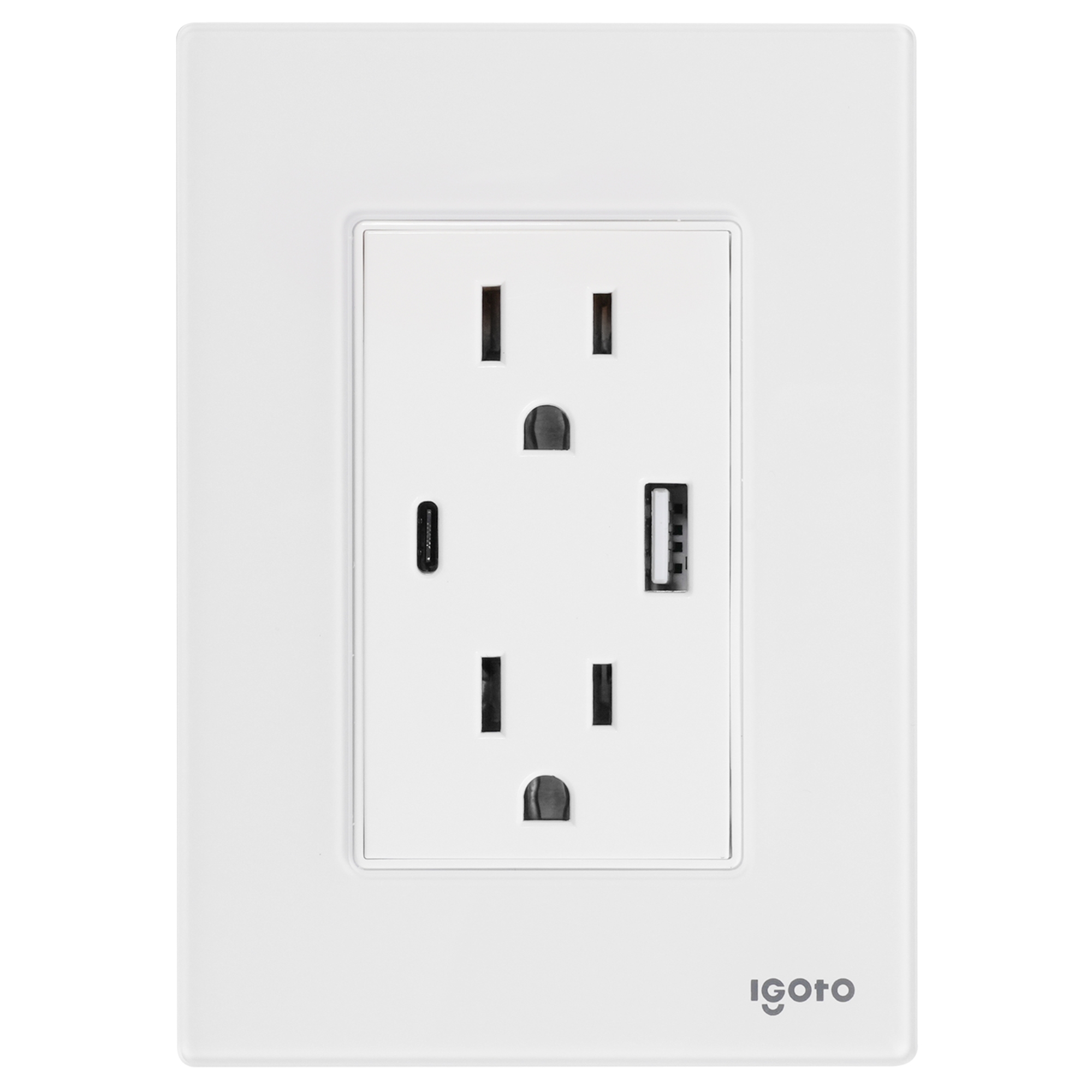 286242 IGOTO - Placa 3 ventanas con toma USB y USB-C blanco Cristal CRIS1025 Igoto