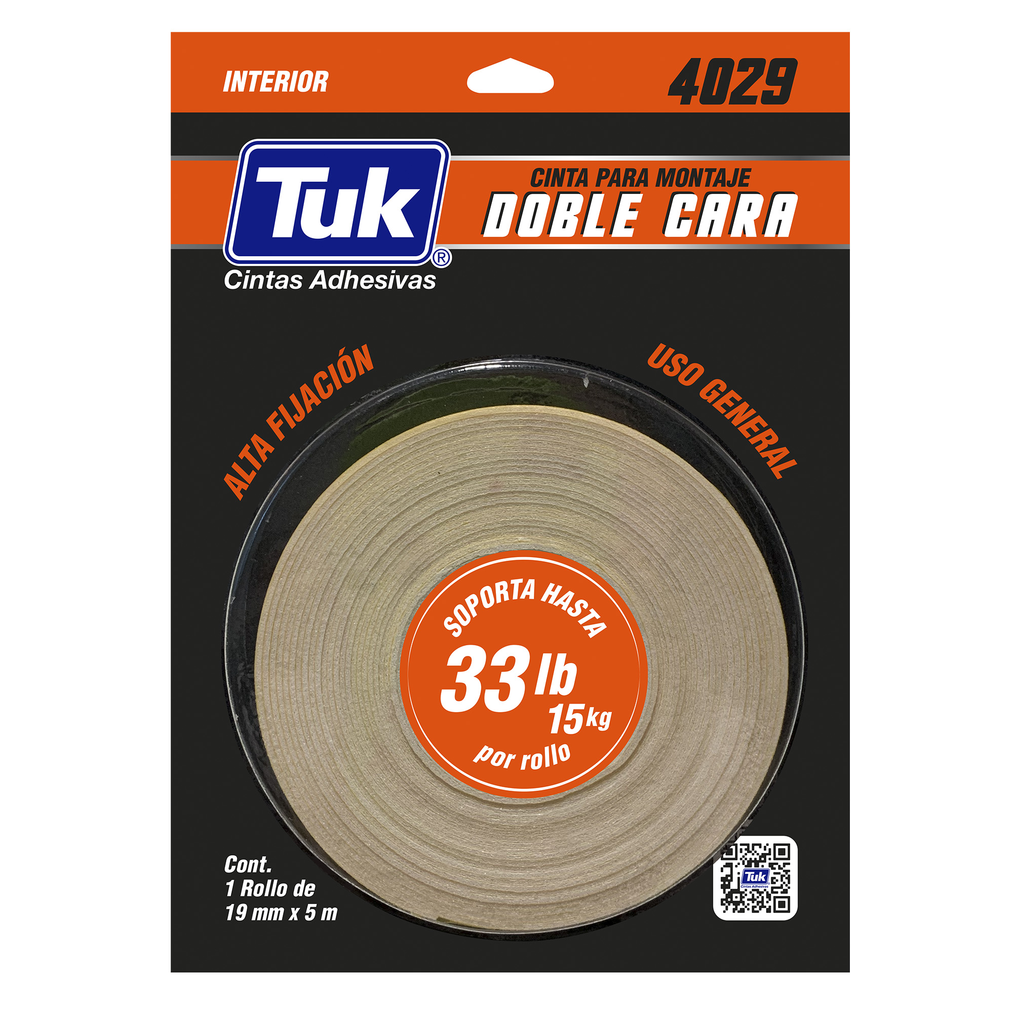 286815 TUK - Cinta de montaje 19mm x 05mts 4029 Tuk