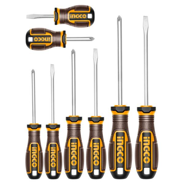 286854 INGCO - Juego 8 desarmadores mango con grip Super Ingco