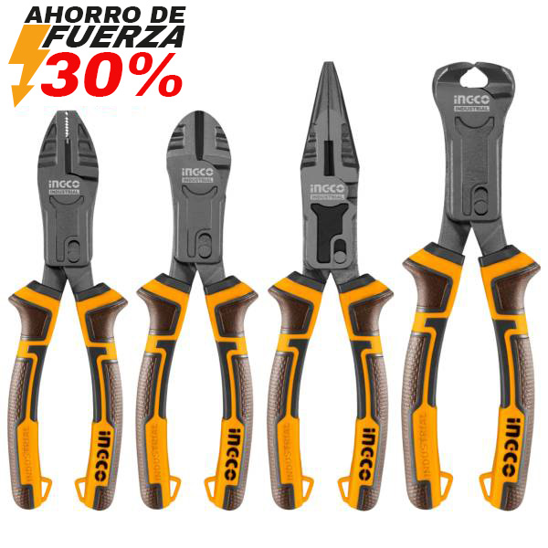 287576 INGCO - Juego 4 pinzas mango con grip electricista corte Ingco