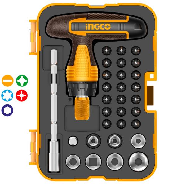 287898 INGCO - Desarmador de precision mango tipo T 31pz puntas y dados Ingco